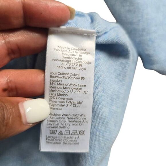 J. Crew Teddie Sweater Women's Medium Blue Knit Long Sleeve Thermal‎ Gorpcore - Picture 5 of 7